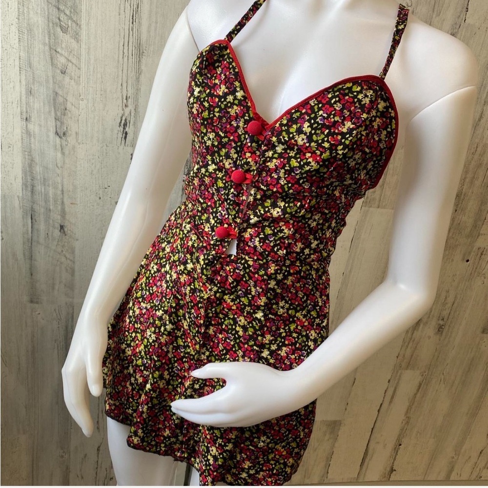 Custom made floral print mini dress size small